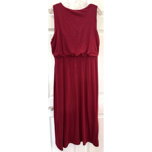 Chicos Womens Maxi Dress Size Large Red Rayon Stretch Sleeveless Wrap Hem Effect - Picture 2 of 9